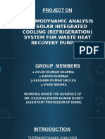 Project On Thermodynamic Analysis of Solar Integrated Cooling (Refrigeration) System For Waste Heat Recovery Purpose