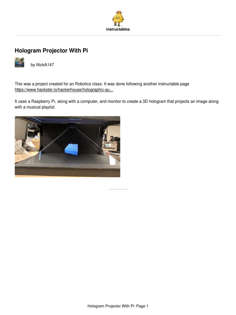 Hologram Projector With Pi: Instructables | PDF | Computer Monitor ...