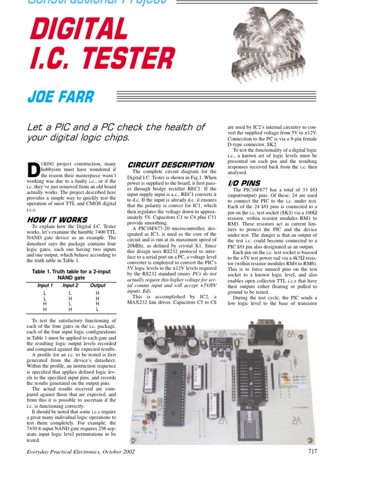 Digital IC Tester Circuit Design | PDF