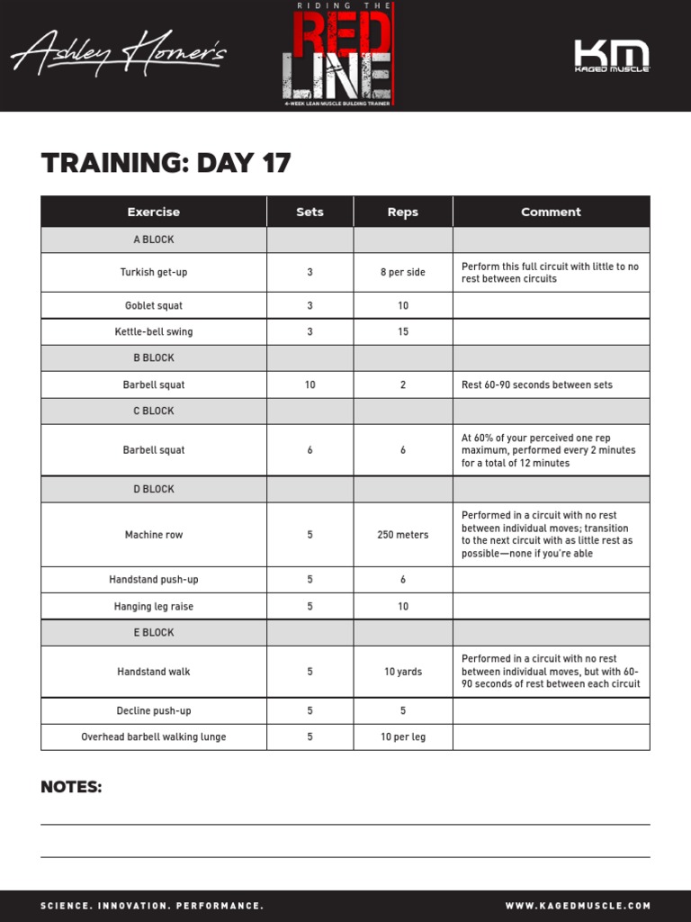 Training Day 17 Exercise Sets Reps Comment Pdf Human Anatomy