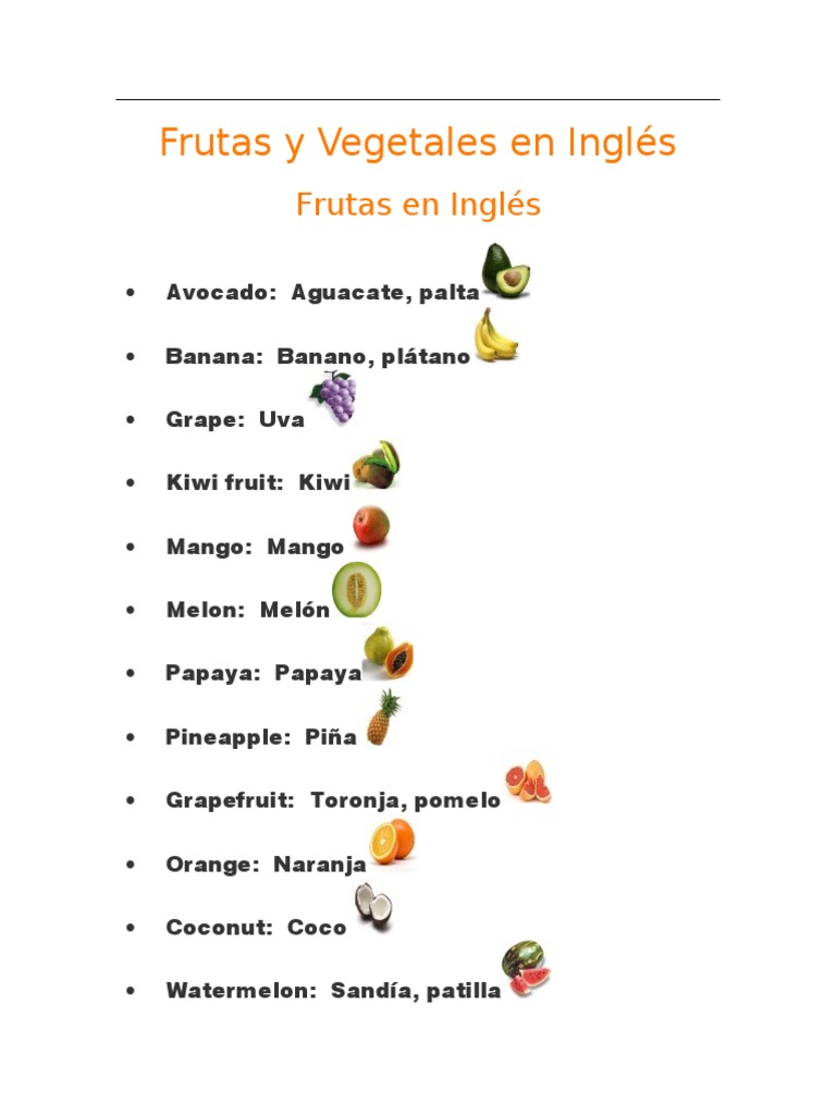 Frutas y verduras en inglés Una guía bilingüe de términos comunes