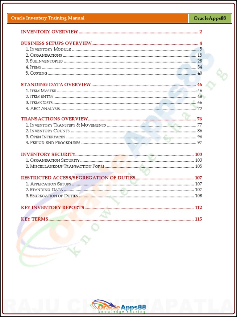 Oracle Inventory Training Guide | PDF | Inventory | Exchange Rate