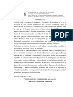 Comunicado de la Federación de Colegios de Abogados y Procuradores de Mendoza 