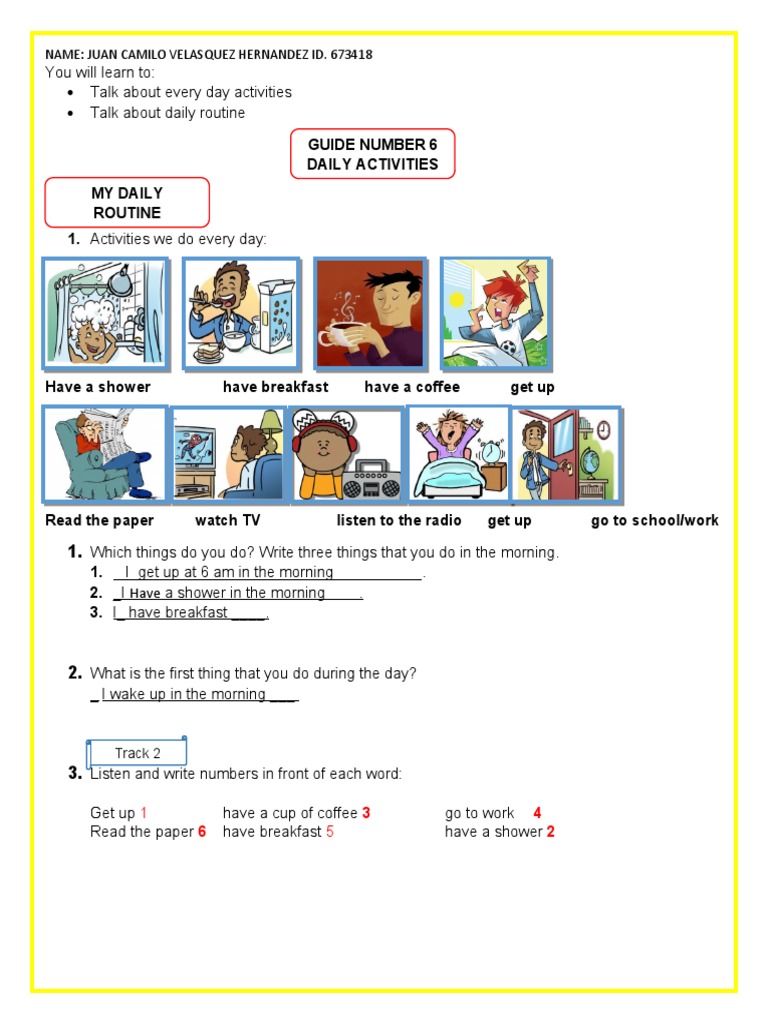 Guide 6 Daily Activities | PDF | Lunch | Onomastics