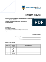 BITACORA DE CLASE Nombre de La Asignatur PDF