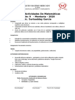 Plan de Actividades Matematicas Grado 9 - 2020 Resuelto