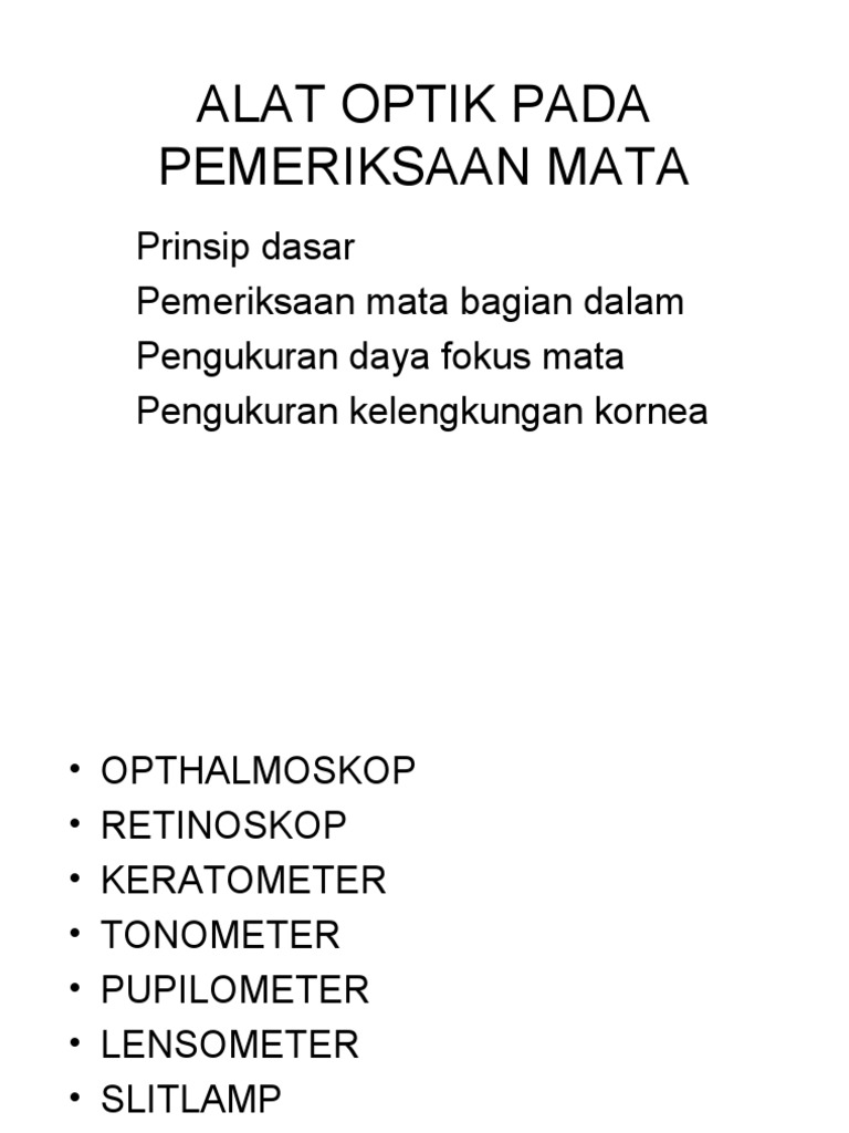Alat Optik untuk Pemeriksaan Mata | PDF