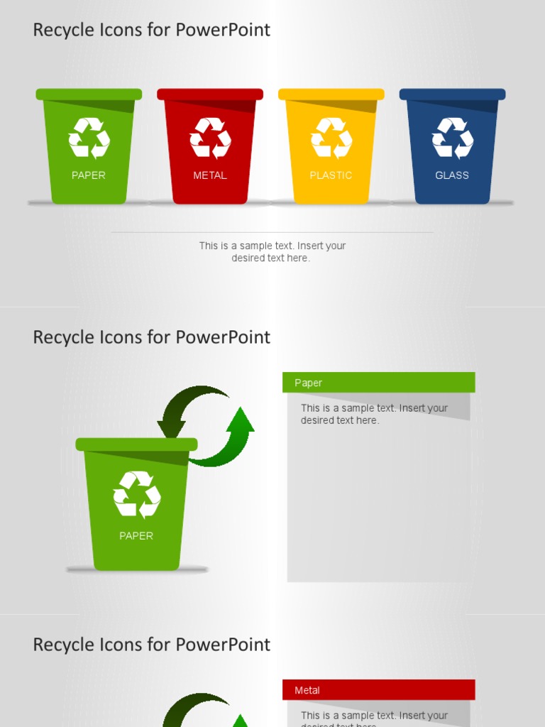 Recycle Icons For Powerpoint: Paper Metal Plastic Glass | PDF | Computers