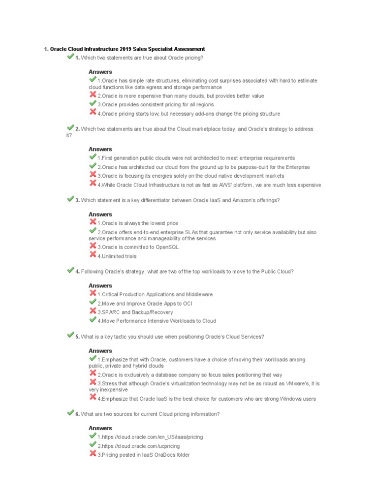 Oracle Cloud Infrastructure Sales Assessment | PDF | Oracle Corporation ...