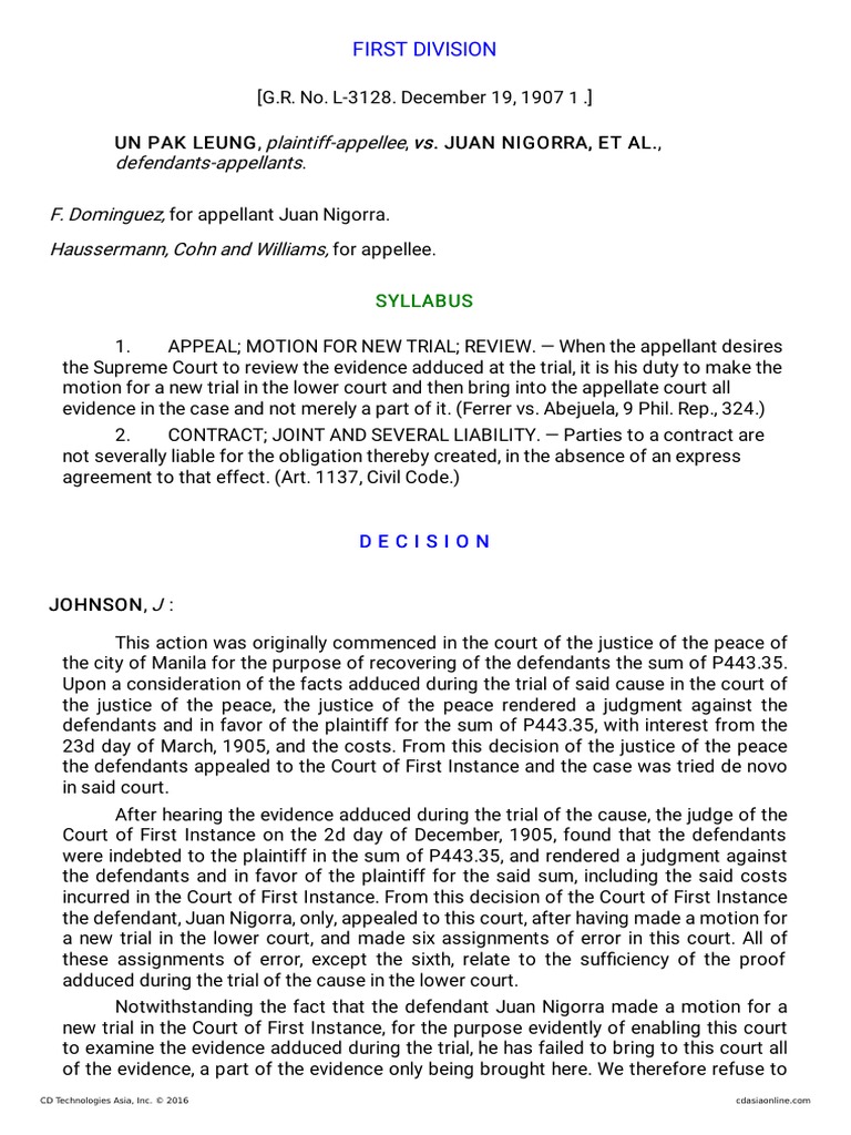 Plaintiff-Appellee Vs Vs Defendants-Appellants F. Dominguez ...