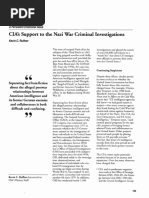 CIA's Support To The Nazi War Criminal Investigations
