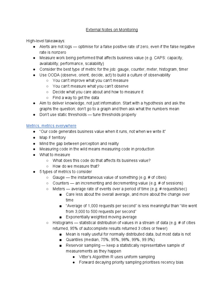 External Notes On Monitoring | PDF | Service Level Agreement ...