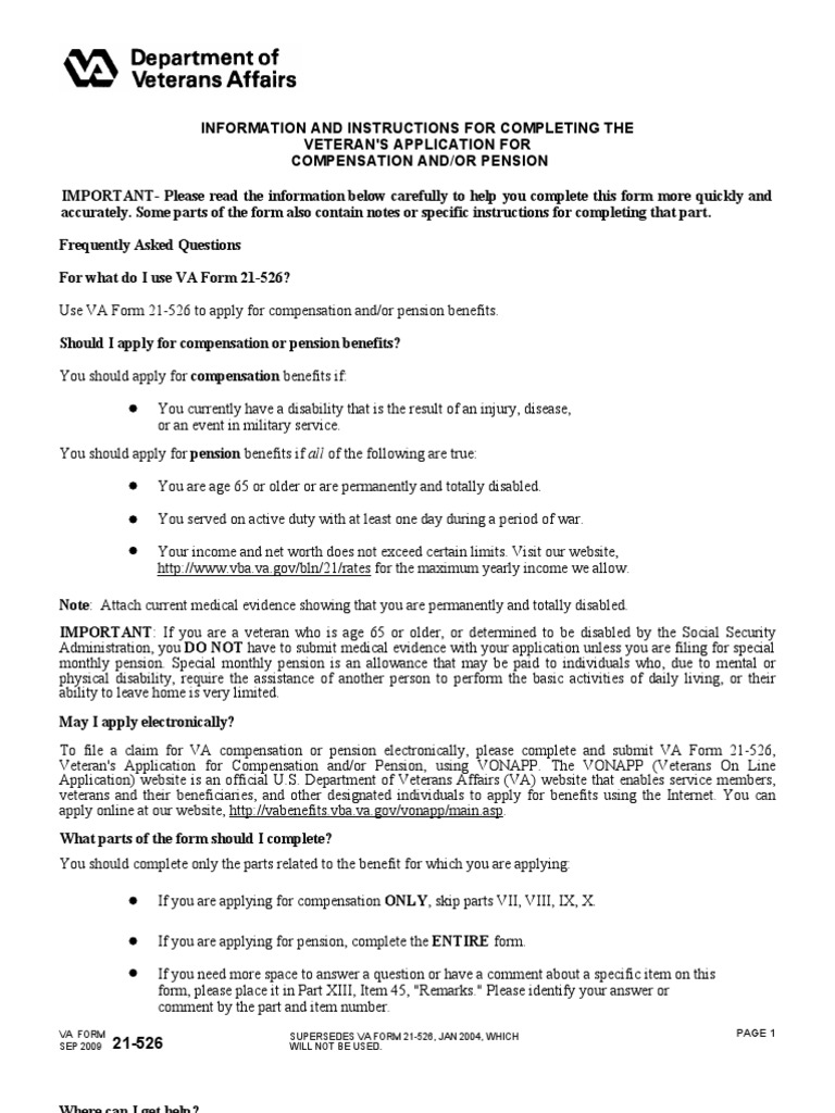 VA Form 21-526 Application Guide | PDF | United States Department Of ...