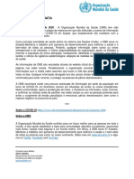 Declação da OMS sobre caso de COVID 20.03.20