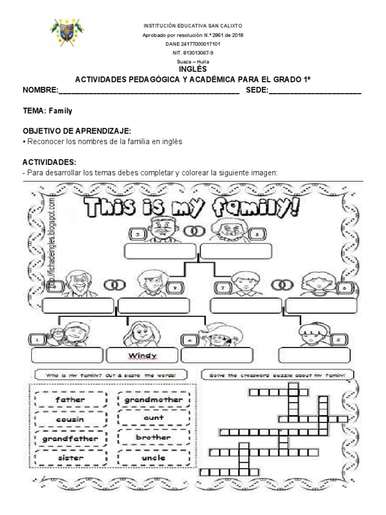 Guías de Inglés Del Primer Periodo 1°-9° | PDF