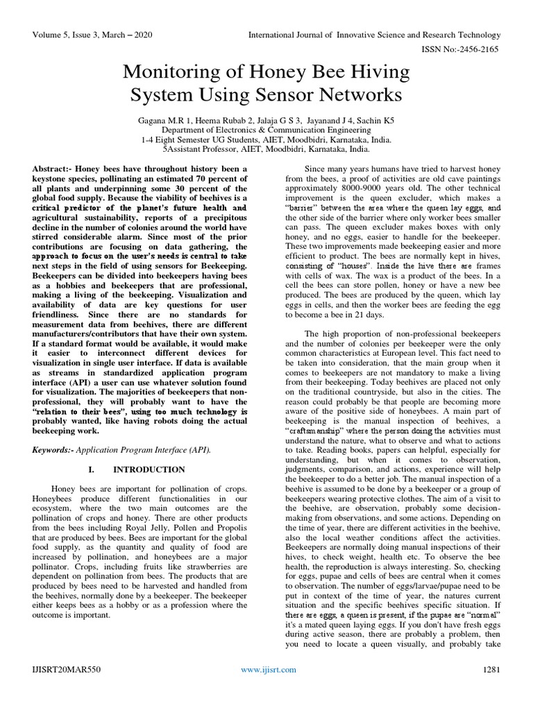 Monitoring of Honey Bee Hiving | PDF | Technology & Engineering