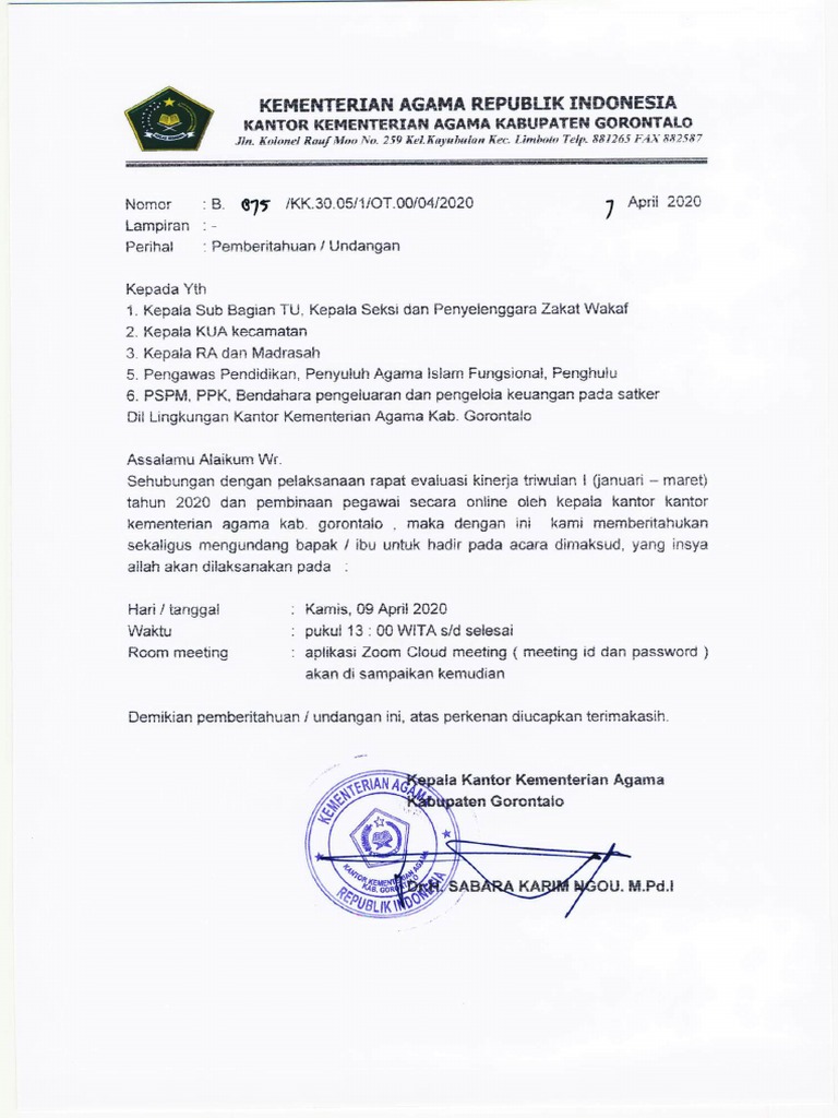 Undangan Meeting Evaluasi Kinerja