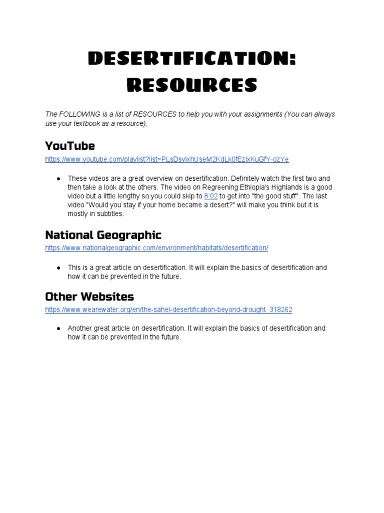 Resources for Understanding Desertification | PDF