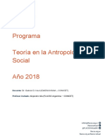 Programa Teoría en Antropología Social 2018