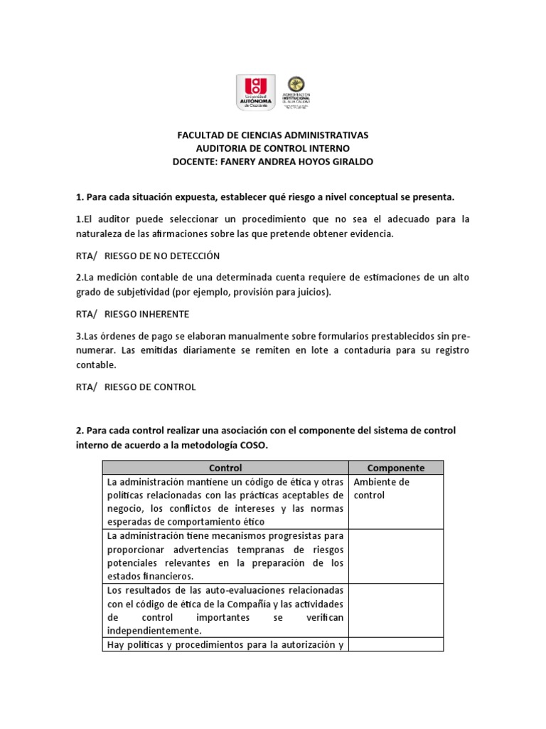 Auditoria de Control Interno | PDF | Auditoría | Contabilidad