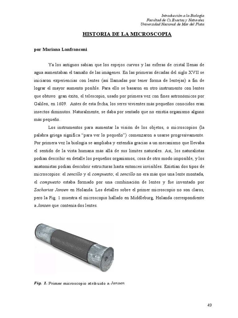 Historia de la Microscopía | PDF | Microscopio | Óptica
