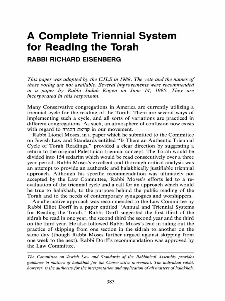 Eisenberg Triennial PDF PDF Torah Reading Rabbi