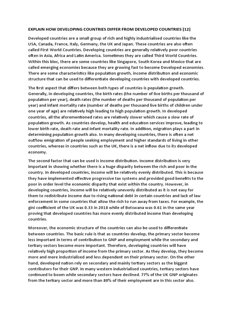 Differences: Developed vs Developing Countries | PDF | Fiscal ...