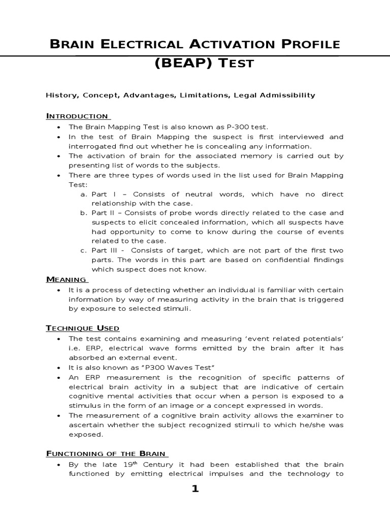 Understanding the BEAP Test | PDF | Event Related Potential ...