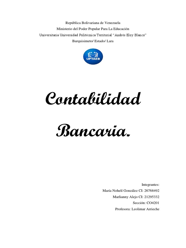 Contabilidad Bancaria Pdf Bancos Contabilidad