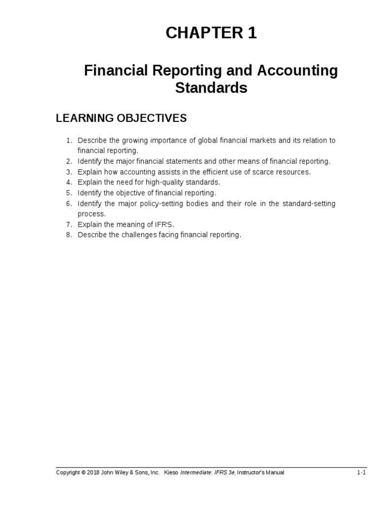 Financial Reporting and Accounting Standards Learning Objectives PDF