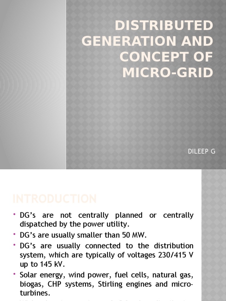 Distributed Generation and Microgrid Concepts | PDF | Distributed ...