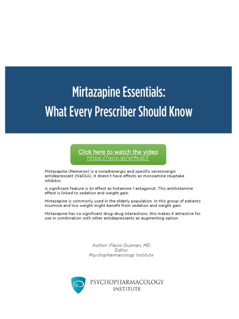 Mirtazapine Overview and Clinical Uses | PDF | Serotonin | Neurotransmitter