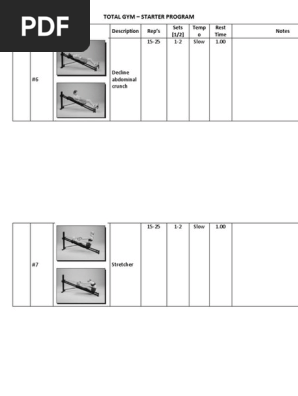 STARTER TOTAL GYM WORKOUT SHEET
