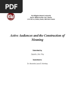 Active Audiences and The Construction of Meaning: 1743 Taft Ave, Malate, Manila, 1004 Metro Manila