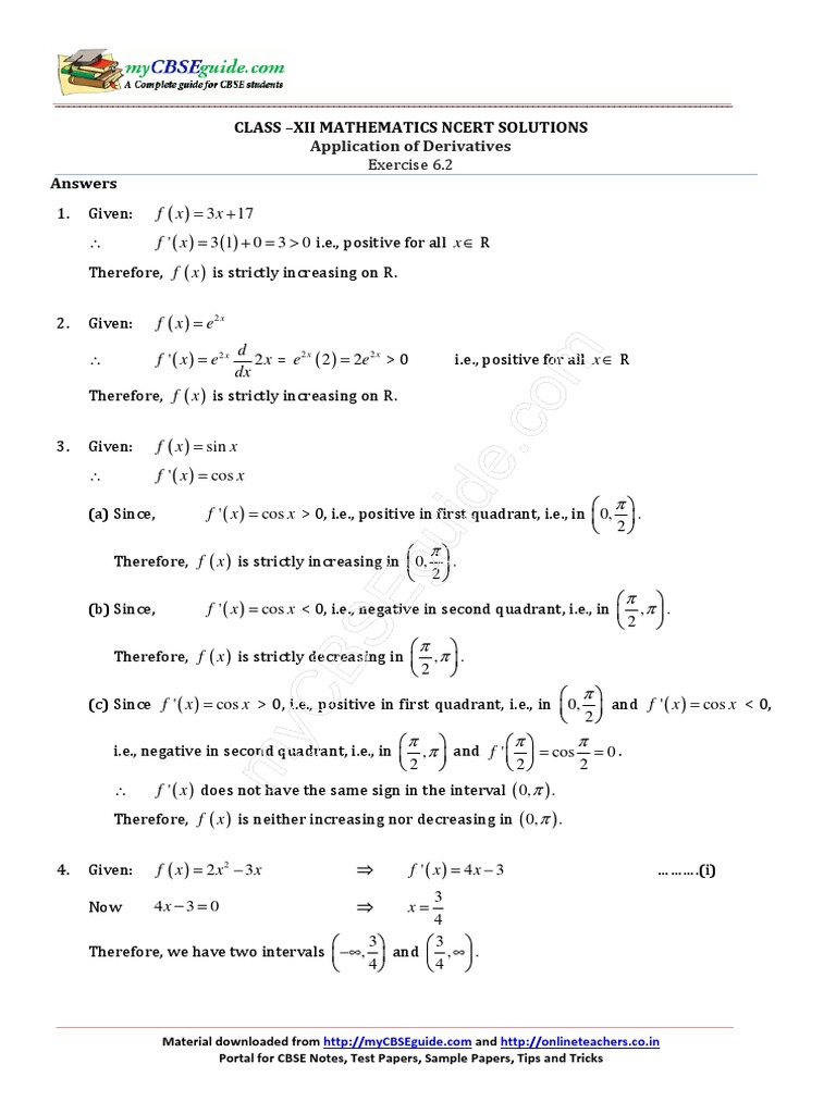 FX X F X X FX: Class - Xii Mathematics Ncert Solutions | PDF ...