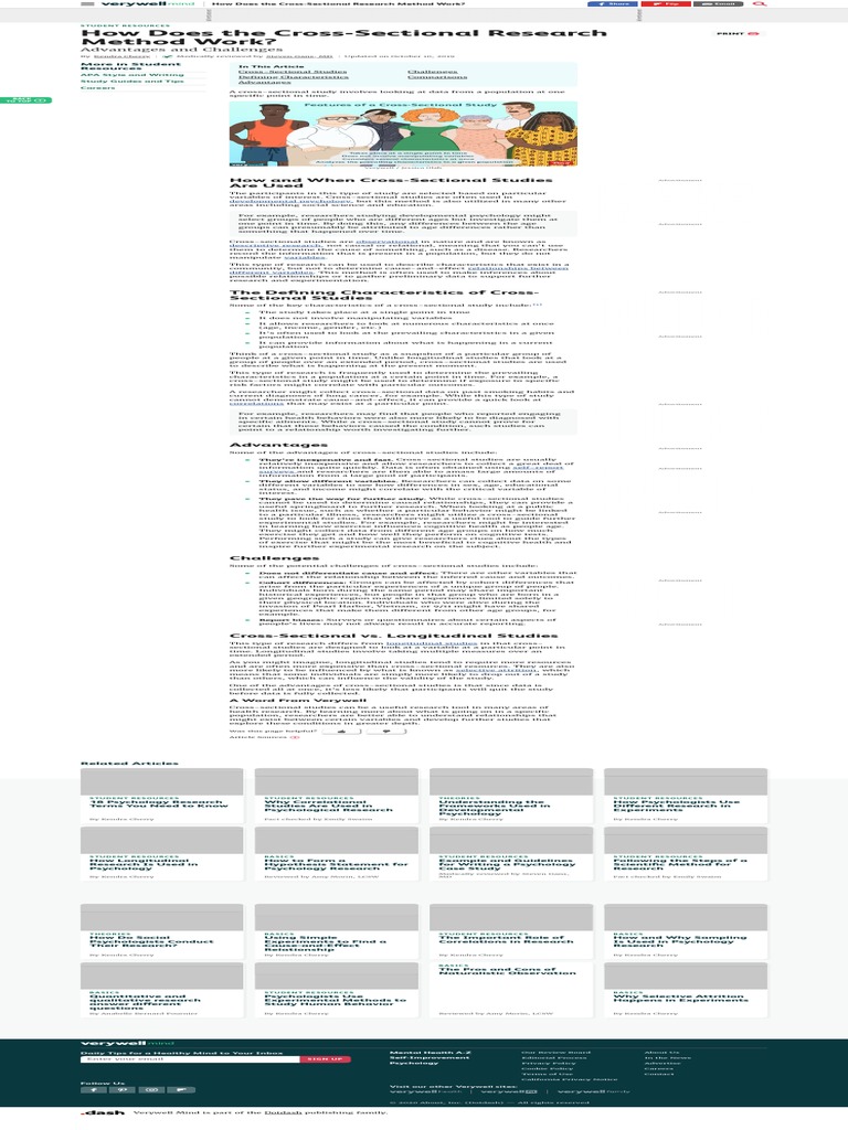 The Definition and Use of A CrossSectional Study PDF Experiment