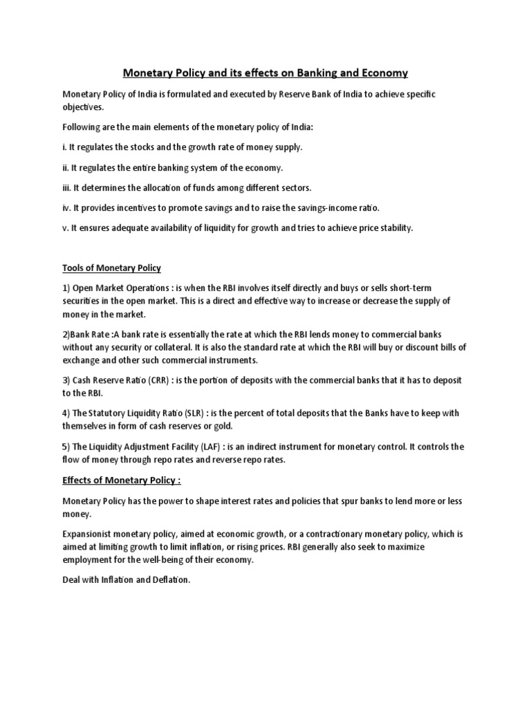 India's Monetary Policy Impact on Banking | PDF