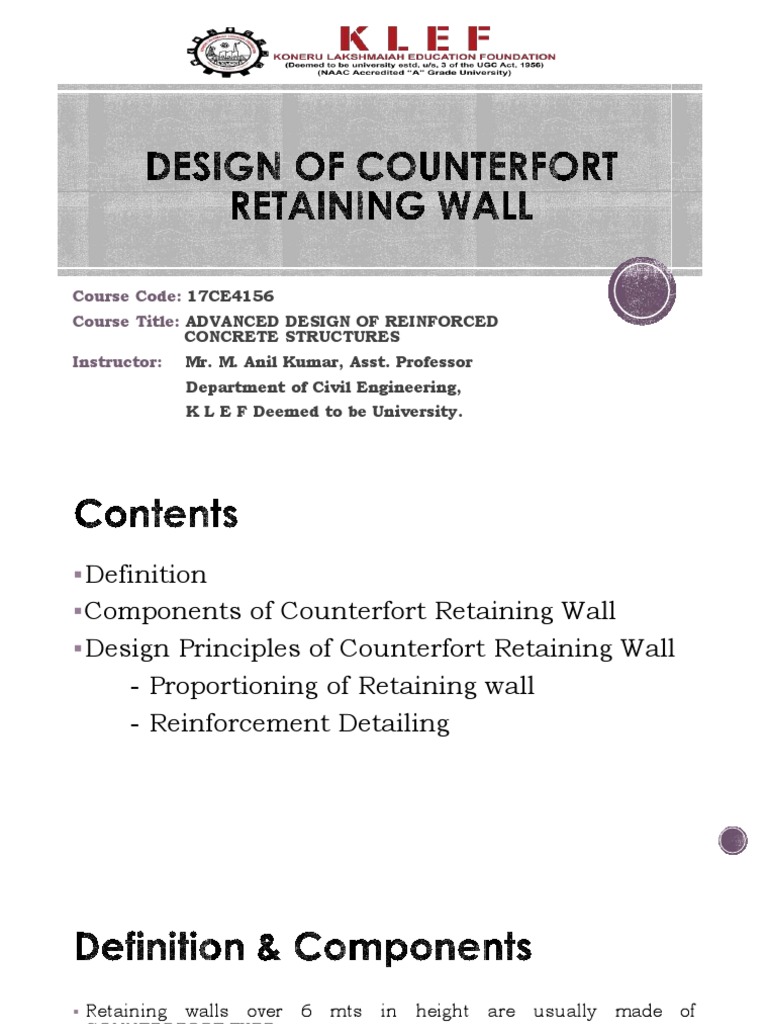 Design of Counterfort Retaining Wall PDF PDF Wall Architectural