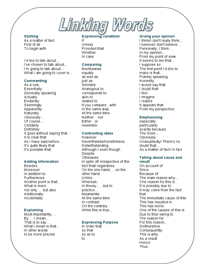Linking Words and Speaking Phrases PDF Reason Justification