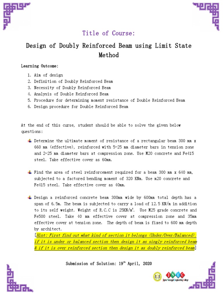 Design of Doubly Reinforced Beam | PDF