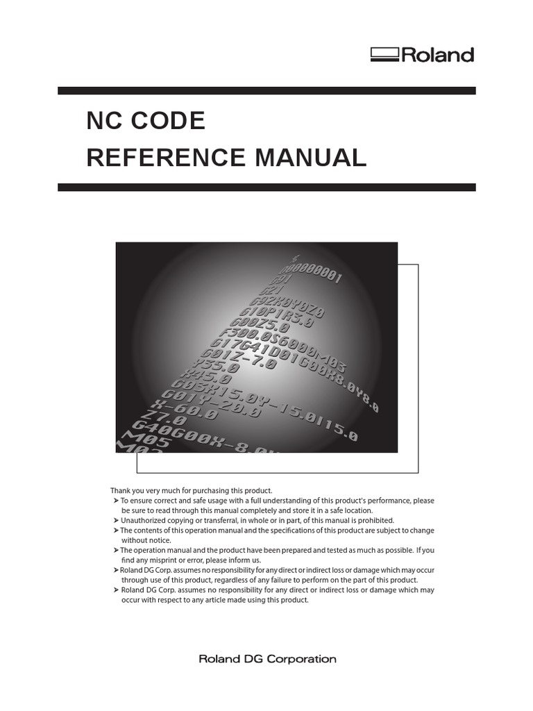 NC Code Reference Manual | PDF | Cartesian Coordinate System ...
