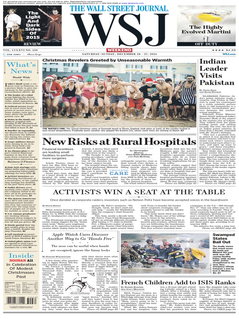 Wallstreetjournal 20151226 The Wall Street Journal | PDF | Layoff |  Unemployment