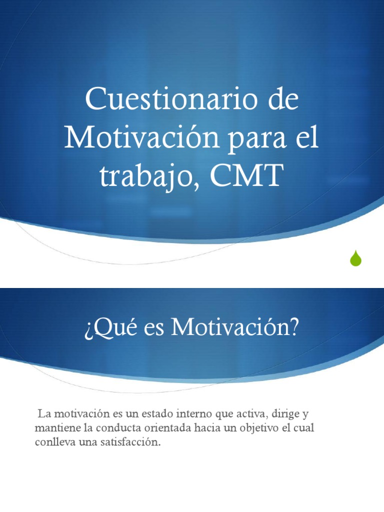 Cuestionario de Motivación para el Trabajo | PDF | Motivación ...