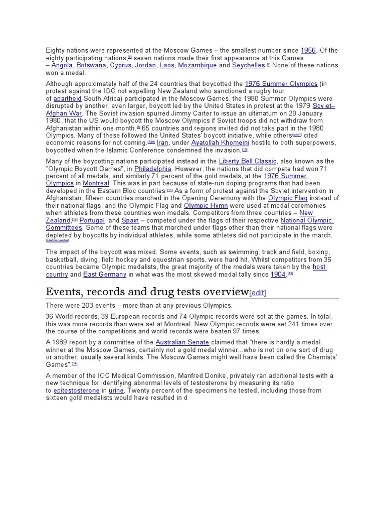 The 1980 Moscow Olympics An Analysis of the Impact of the USLed