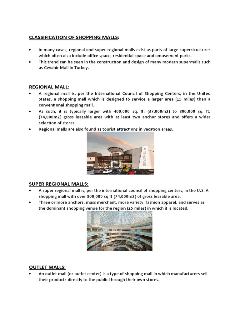 Shopping Mall Types Explained | PDF | Finance & Money Management