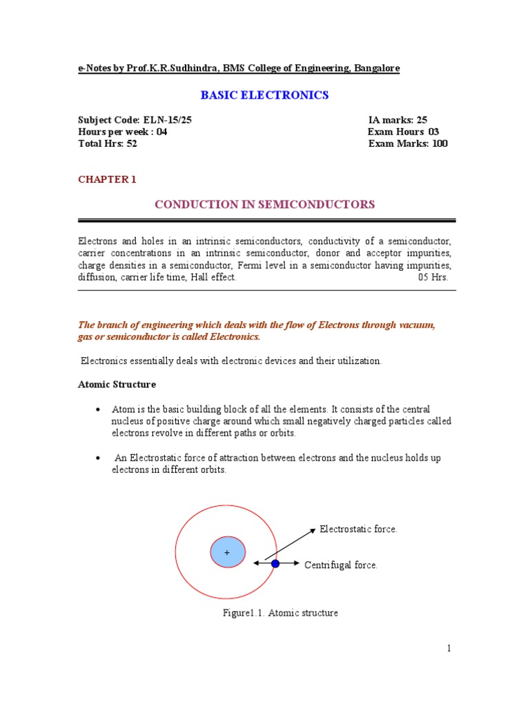1st Sem Basic Electronics Download Free Pdf Semiconductors P N