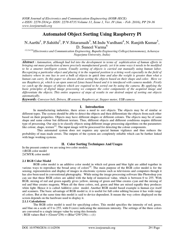 Automated Object Sorting Using Raspberry Pi PDF | PDF | Rgb Color Model ...