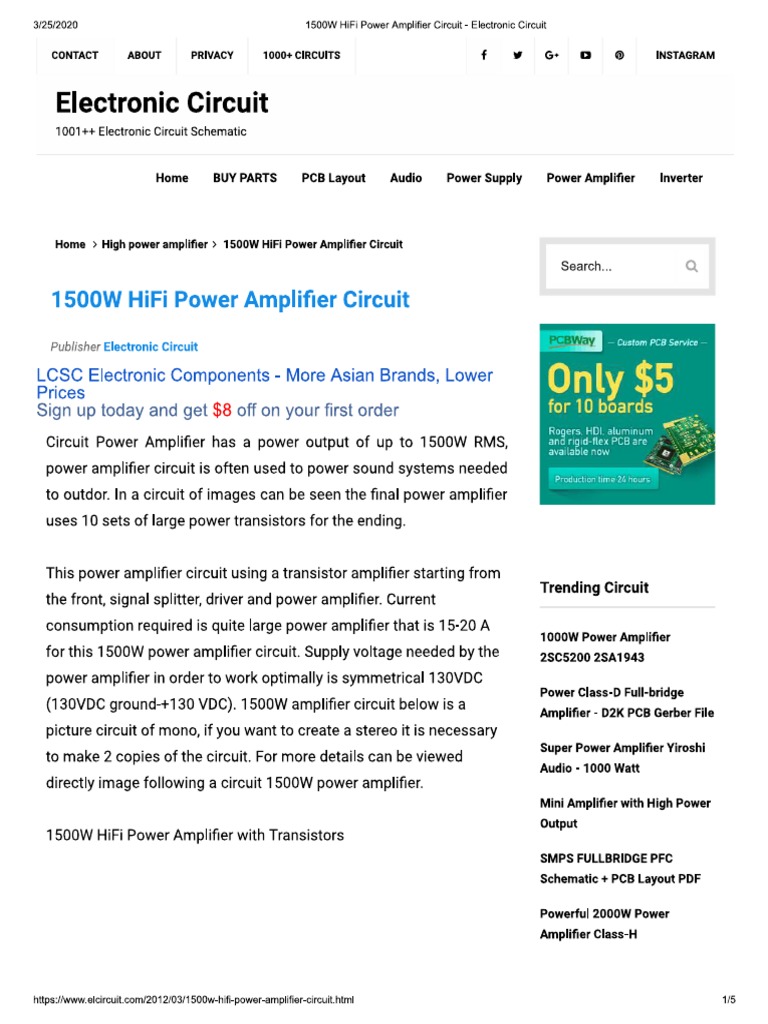 1500W HiFi Power Amplifier Circuit | PDF