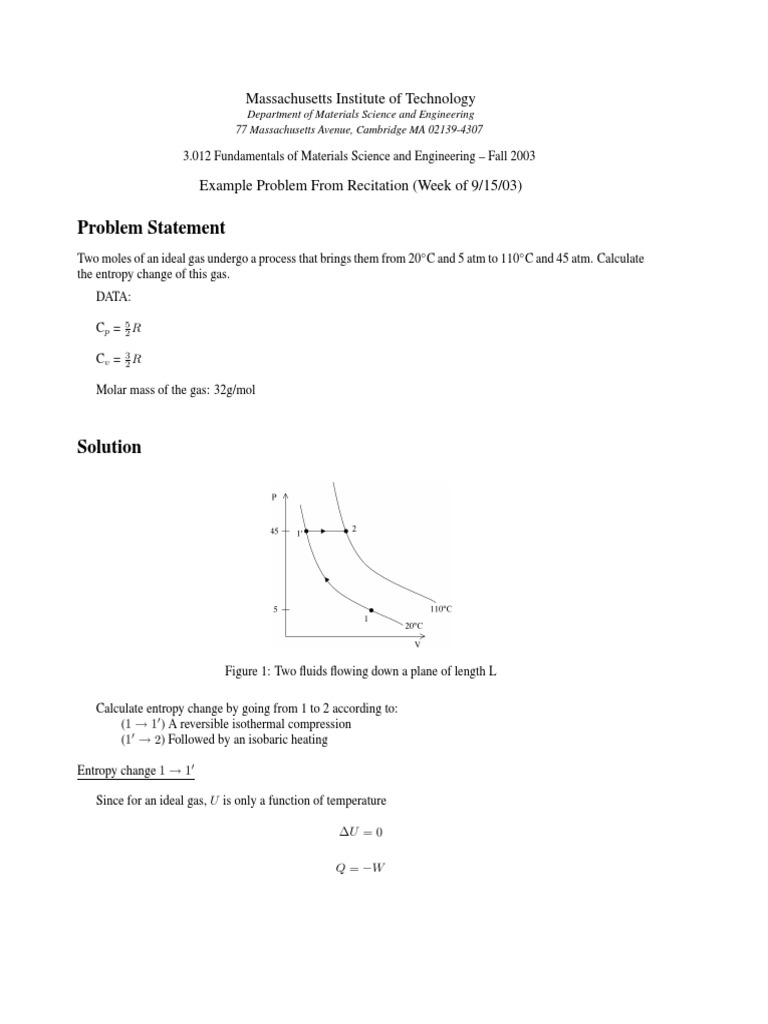 Entropy Change in Ideal Gas Process | PDF | Entropy | Mole (Unit)