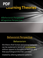 Learning Theories: #Behaviorist Perspective #Cognitive Perspective